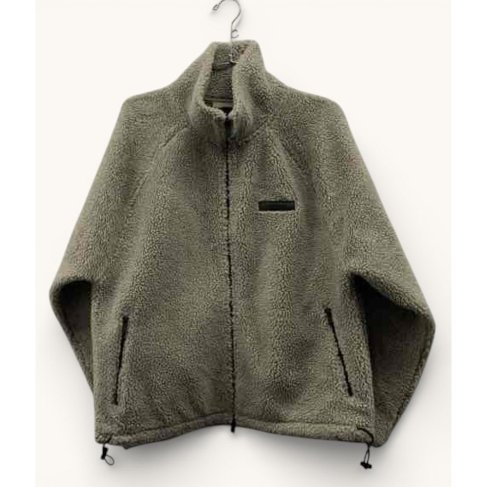 Fear of God Essentials Teddy Fleece Jacket XS Olive Full Zip Oversized